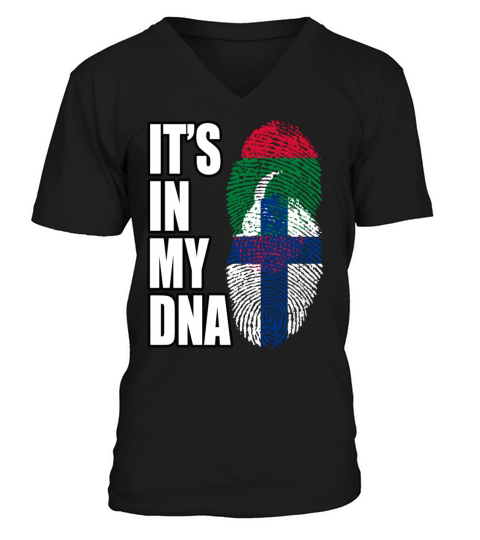 Maldivian And Finland Mix Heritage DNA Flag V-Neck T-shirt