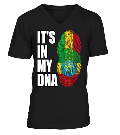 Malian And Ethiopian Mix Heritage DNA Flag V-Neck T-shirt