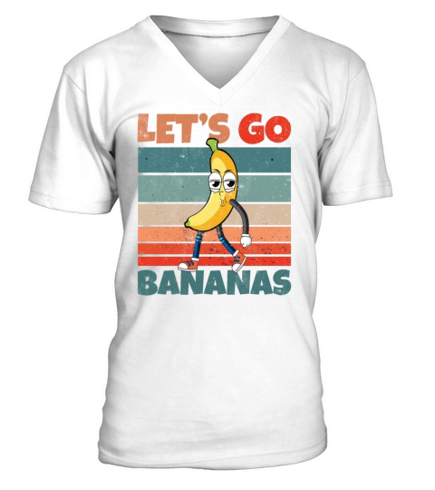 Retro Vintage Lets Bananas Funny Smirk Banana V-Neck T-shirt