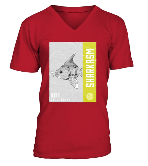 Sharkasm Quote Funny Animal Shark Pun V-Neck T-shirt