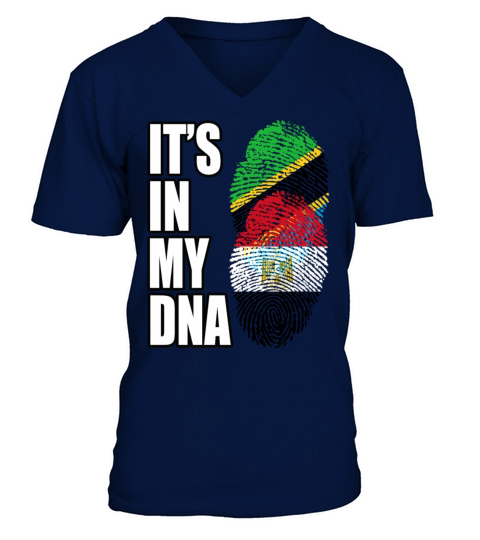 Tanzanian And Egyptian Vintage Heritage DNA Flag V-Neck T-shirt