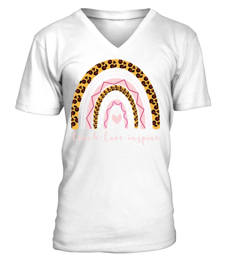 Teach Love Inspire Bohemian Rainbow Boho Teacherda V-Neck T-shirt