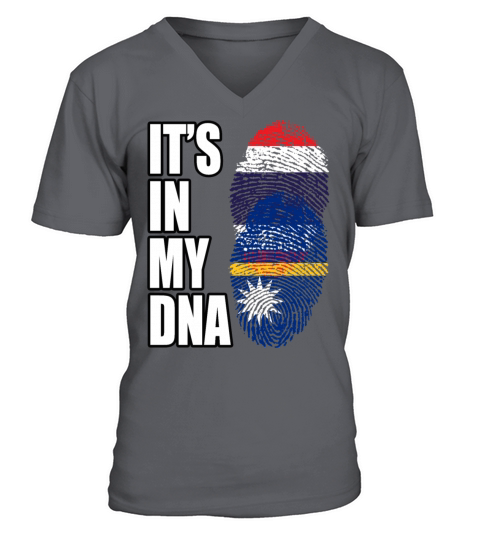 Thai And Nauruan Vintage Heritage DNA Flag V-Neck T-shirt
