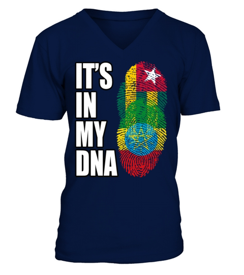Togolese And Ethiopian Mix Heritage DNA Flag V-Neck T-shirt