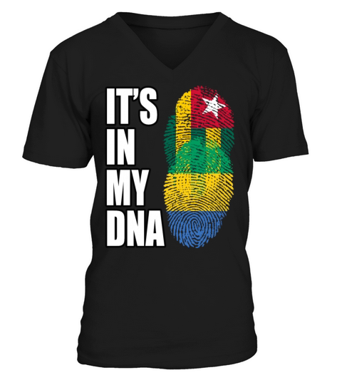 Togolese And Gabonese Mix Heritage DNA Flag V-Neck T-shirt