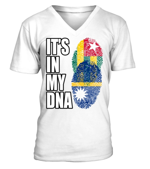 Togolese And Nauruan Mix Heritage DNA Flag V-Neck T-shirt