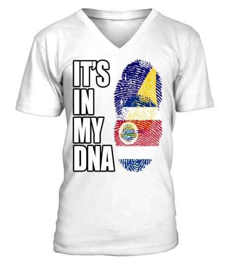 Tokelauan And Costa Rican Mix Heritage DNA Flag V-Neck T-shirt