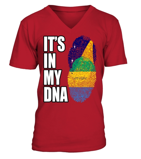 Tokelauan And Gabonese Mix Heritage DNA Flag V-Neck T-shirt