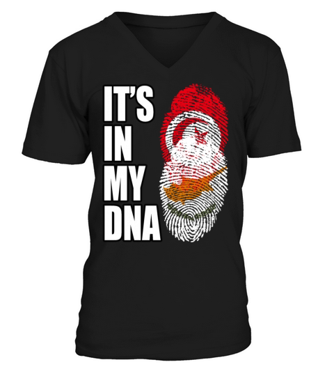 Tunisian And Cypriot Mix Heritage DNA Flag V-Neck T-shirt