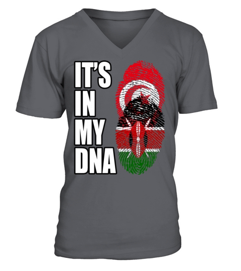 Tunisian And Kenyan Mix Heritage DNA Flag V-Neck T-shirt