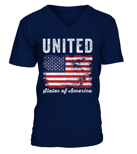 United States of America Flag Distressed V-Neck T-shirt