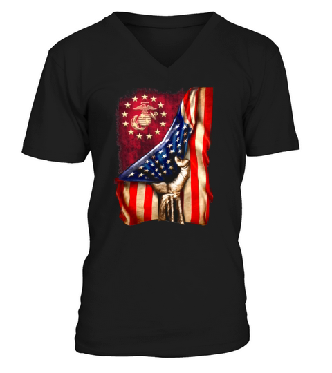 US Marine Corps American flag shirt V-Neck T-shirt