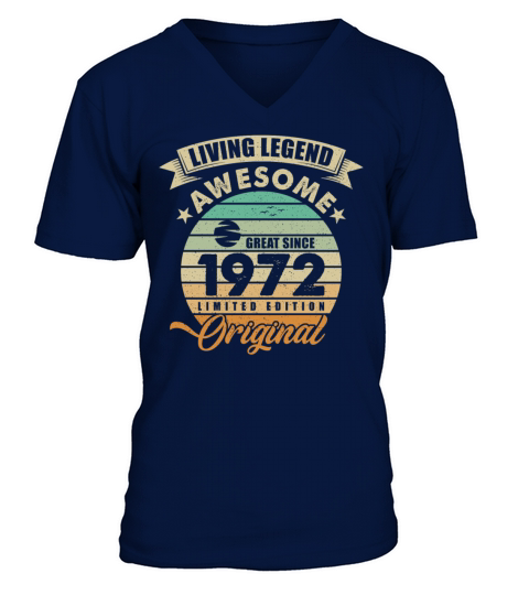 Vintaga 1972 Birthday V-Neck T-shirt