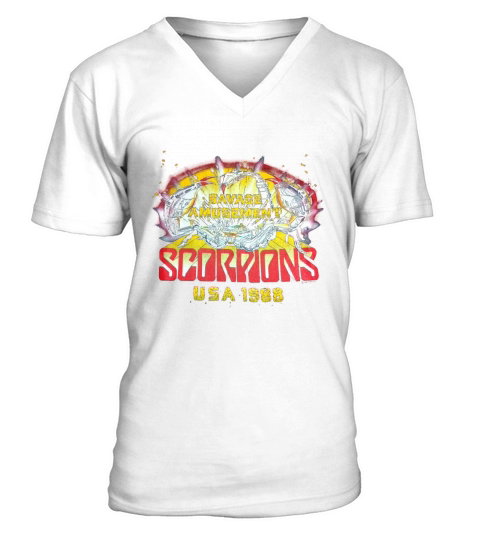 vintage 80s SCORPIONS SAVAGE AMUSEMENT TOUR 1988 V-Neck T-shirt