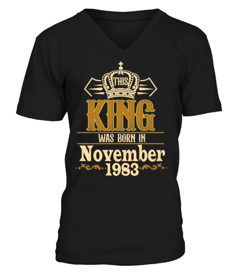 Vintage This King Was Born in November 1983 39th V-Neck T-shirt