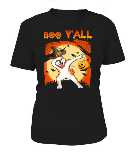 Akita Dabbing Boo Yall Ghost Halloween Women's T-Shirt