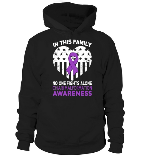 In This Family No One Fight Alone Chiari Malformation Heart American Flag shirt - Ladies Flowy Tank Hoodie Unisex