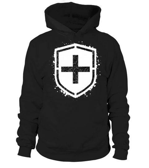 Sponge stencil Cross inside shild Hoodie Unisex