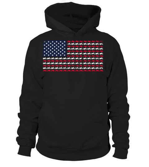 Vintage Motorcycle Biker American Flag 4th of July Hoodie Unisex