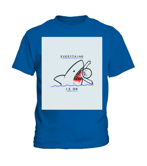 Everything Is Ok Funny Swimming Shark Kids T-Shirt