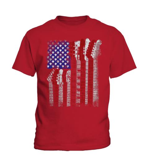 Guitar T Shirt US flag rock playable for men women Kids T-Shirt