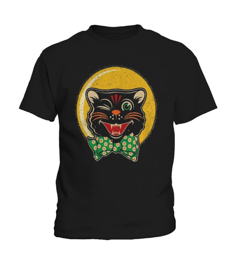 Halloween Vintage Style Cat TShirt Kids T-Shirt