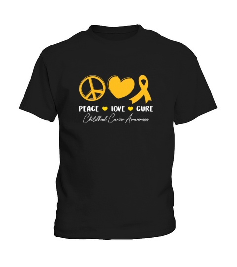 Peace Love Cure Childhood Cancer Awareness Kids T-Shirt