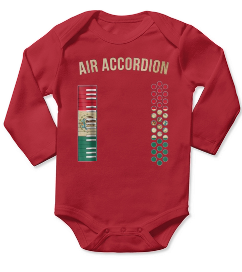 Air Accordion  Mexican Flag Colors Golden Elements Long Sleeve Baby One-Piece
