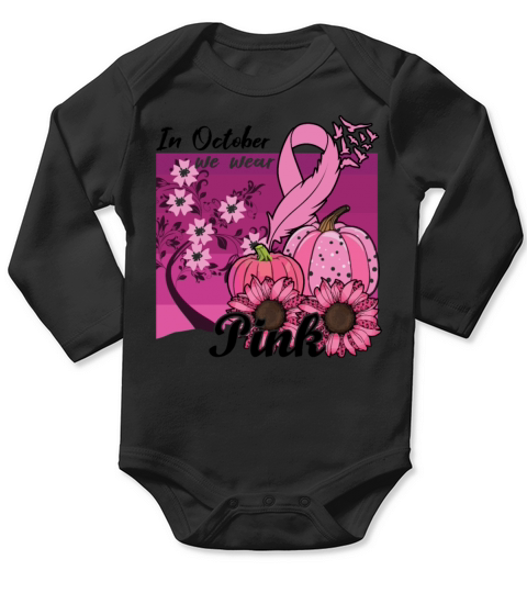 Autumn Wear Pink October Breast Cancer Awareness Long Sleeve Baby One-Piece