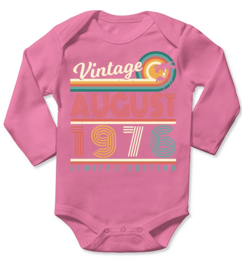 Birthday Greeting 1976 August Long Sleeve Baby One-Piece