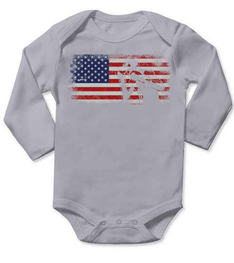 Boxing American Usa Flag Vintage Long Sleeve Baby One-Piece