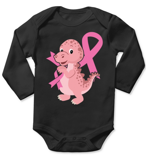 Breast Cancer Awareness Month Dinosaur Lover Dino Long Sleeve Baby One-Piece