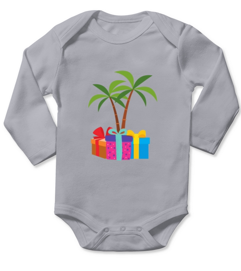 Christmas Palm Tree Tropical Coconut Lights Funny Long Sleeve Baby One-Piece