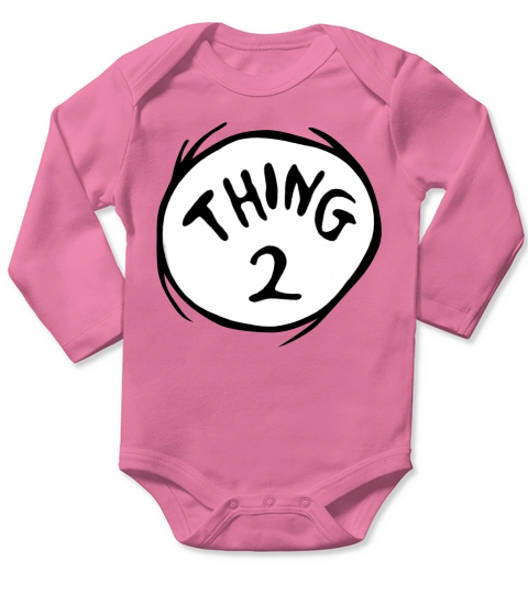 Dr Seuss Thing 2 Emblem RED Long Sleeve Baby One-Piece