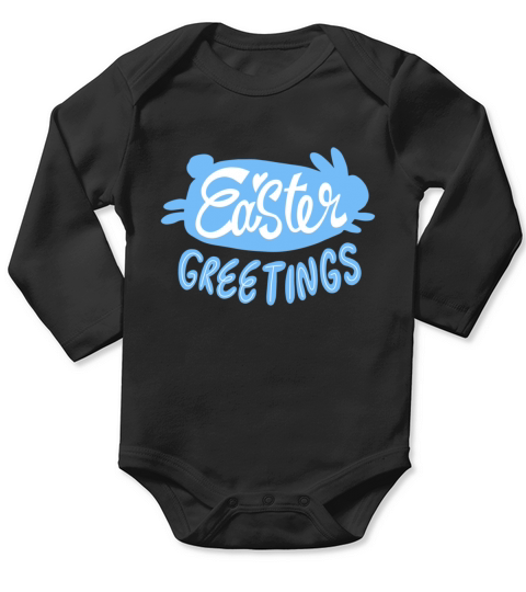 Easter Greetings Quote Badge Long Sleeve Baby One-Piece