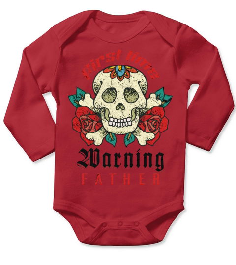 Happy Fathers Day First Time Warning Father Long Sleeve Baby One-Piece