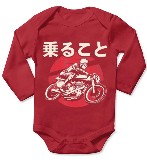 Japanese Motorcycle Rider Vintage Biker Aesthetic Long Sleeve Baby One-Piece