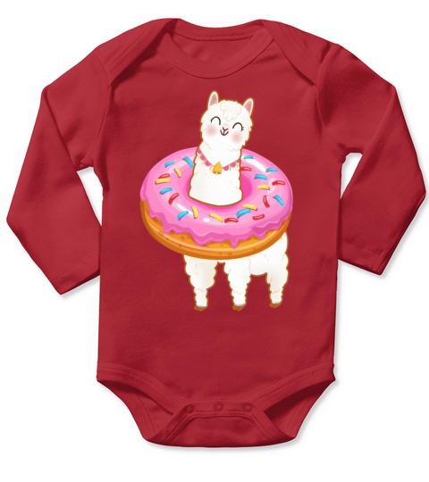 Llamas and Donut - Funny Alpaca Doughnut Donut Long Sleeve Baby One-Piece