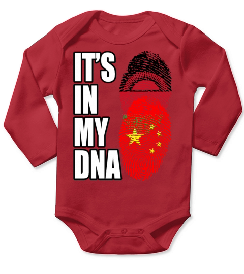 Malawian And Chinese Mix Heritage DNA Flag Long Sleeve Baby One-Piece