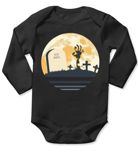 PAUL Grave Tombstone Halloween Zombie Spooky Long Sleeve Baby One-Piece