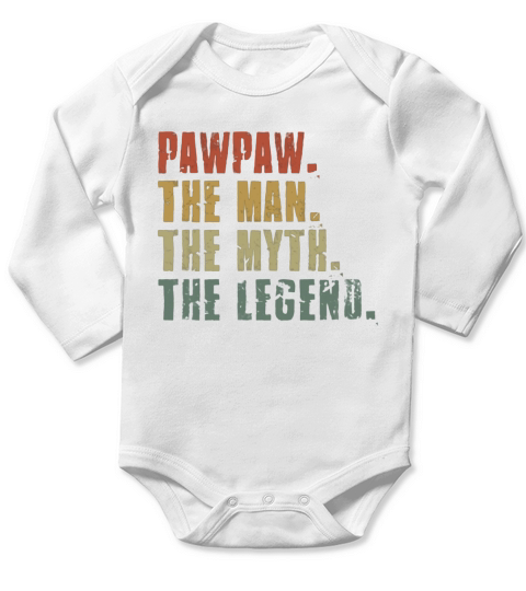Pawpaw The Man The Myth The Legend Long Sleeve Baby One-Piece