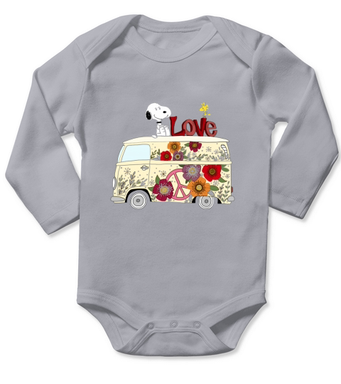 PEACE AND LOVE ARE ALL WE NEED VOLKSWAGEN BUS SNOOPY SHIRTS Long Sleeve Baby One-Piece