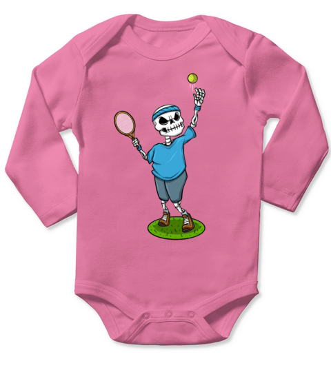 Skeleton Tennis Player Long Sleeve Baby One-Piece