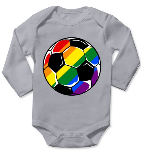 Soccer Ball Gay Pride LGBT Rainbow Flag Long Sleeve Baby One-Piece