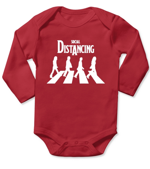 SOCIAL DISTANCING ROAD THE BEATLE Long Sleeve Baby One-Piece