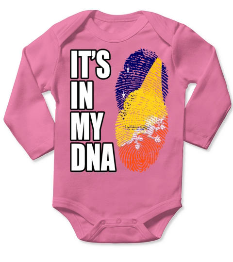 Tokelauan And Bhutanese Mix Heritage DNA Flag Long Sleeve Baby One-Piece