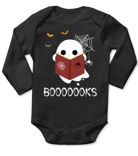 Top Booooooks Funny Boo Read Books Reading Halloween Long Sleeve Baby One-Piece