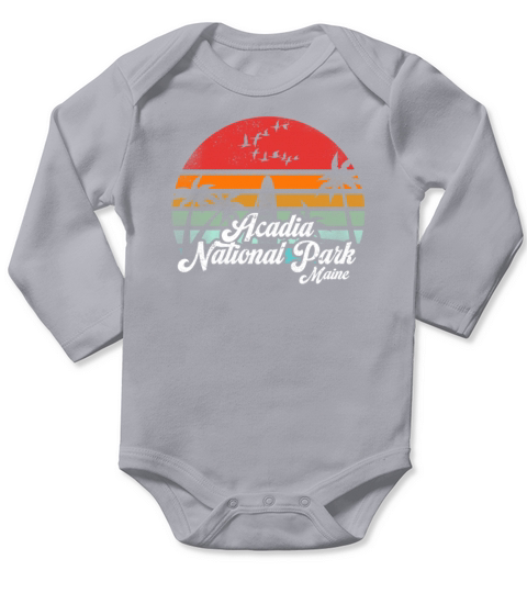 Vintage Acadia National Park Maine Surfing Retro Long Sleeve Baby One-Piece