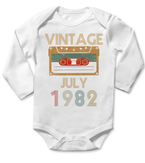 Vintage- Born In July 1982 Long Sleeve Baby One-Piece