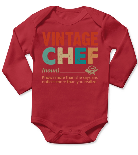 Vintage Chef Knows More Than She Says Funny Long Sleeve Baby One-Piece
